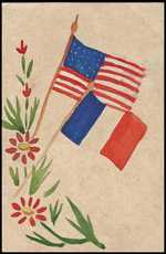 Hand Painted French and American Flags
