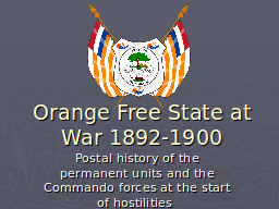 Orange Free State at War 1892-1900