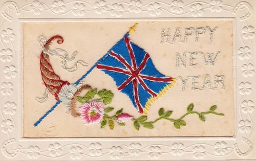 card: New Year House and flowers card insert