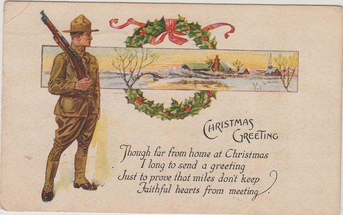 card: Soldier and Christmas Wreath